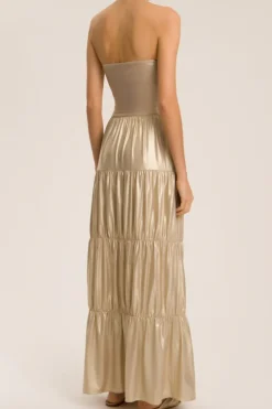 Metallic Frilled Long Skirt