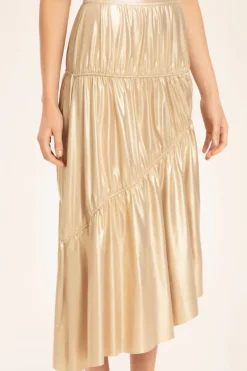 Metallic Frilled Midi Skirt