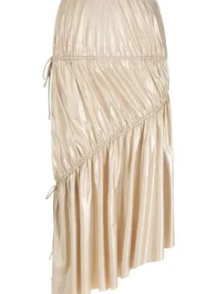Metallic Frilled Midi Skirt