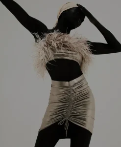 Metallic Frilled Short Skirt