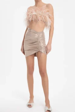 Metallic Frilled Short Skirt