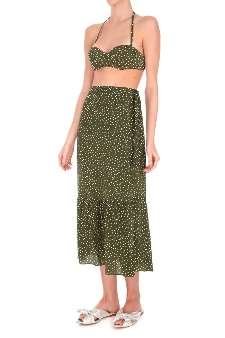 Mille Punti Midi Silk Skirt with Ruffles