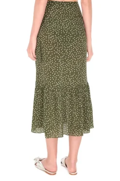 Mille Punti Midi Silk Skirt with Ruffles