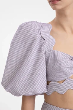 Moves Puff-Sleeved Cropped Blouse