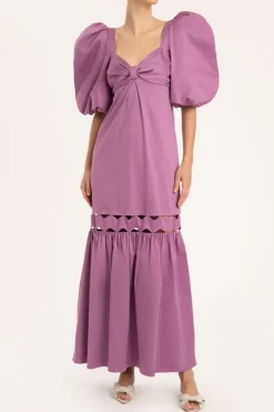 Moves Puff-Sleeved Long Dress