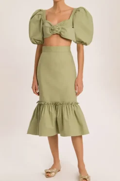 Muguet Solid Skirt With Ruffles