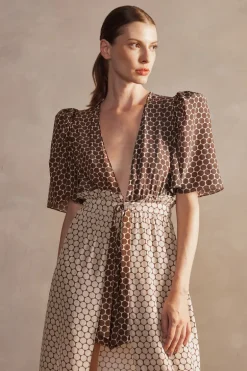 New Pois Front Slit Long Dress