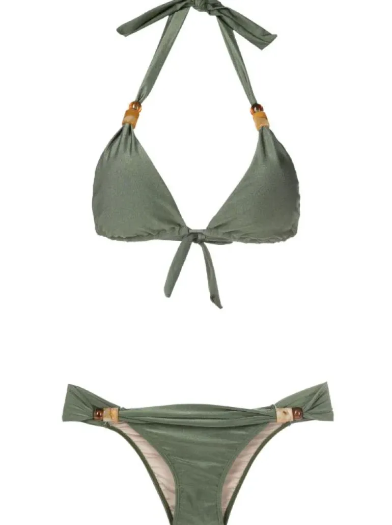 New Pois Solid Long Triangle Bikini