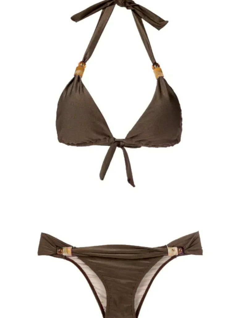 New Pois Solid Long Triangle Bikini