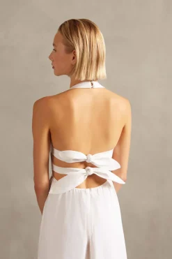 Off-White Solid Cotton Long Dress