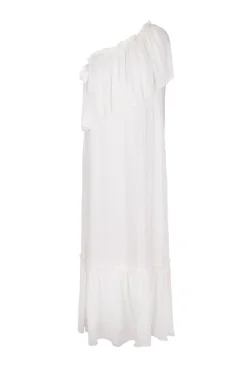 Pineapple One Shoulder Long Dress with Ruffles