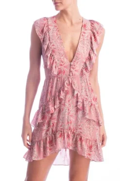 Pink Aloe Ruffled Short Dress