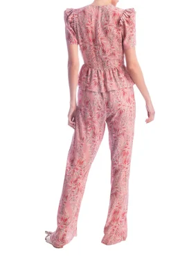 Pink Aloe V-Neck Ruffled Jumpsuit