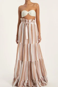 Porto Striped Clochard Long Skirt