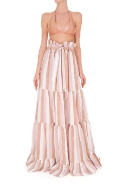 Porto Striped Clochard Long Skirt