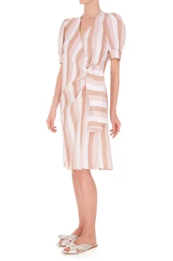 Porto Striped Short Dress With Knot Detail