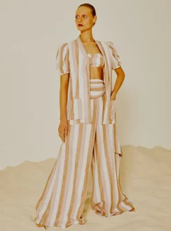 Porto Striped Wide Pants with Sash