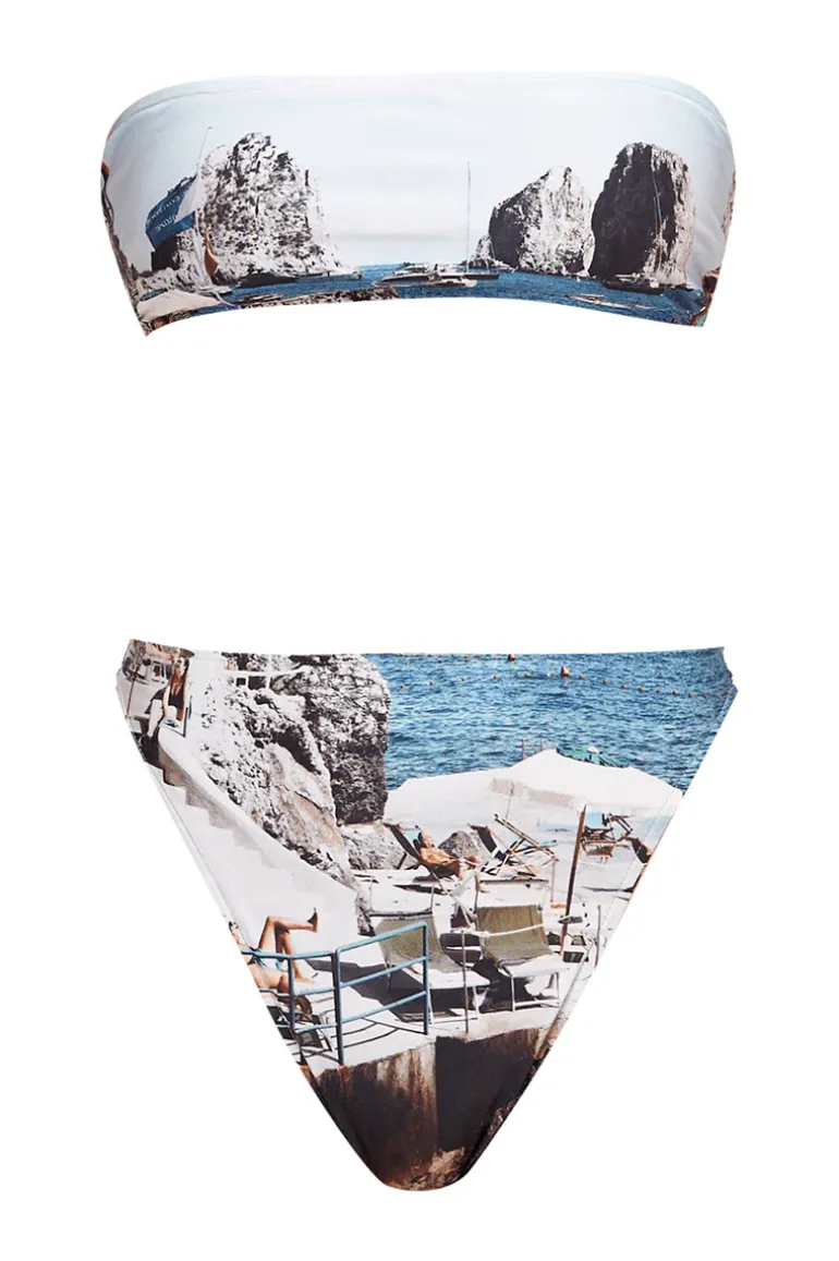 Postcard High-Leg Bandeau Bikini