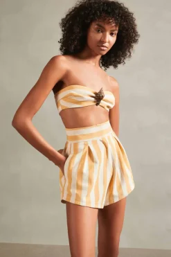 Riviera Striped Pleated Shorts