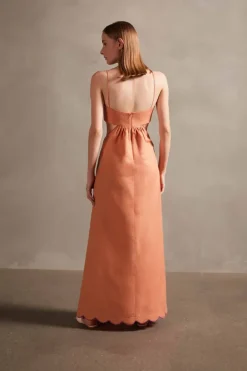 Seashell Solid Cut-Out Long Dress