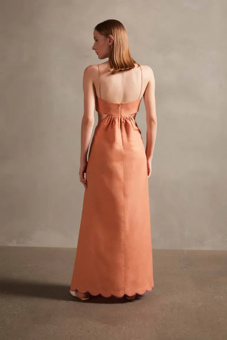 Seashell Solid Cut-Out Long Dress