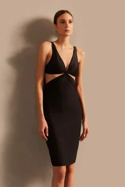 Solid AD Cut-Out Midi Dress