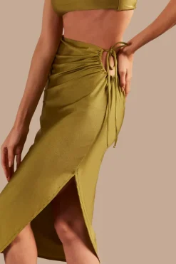 Solid AD Frilled Midi Skirt