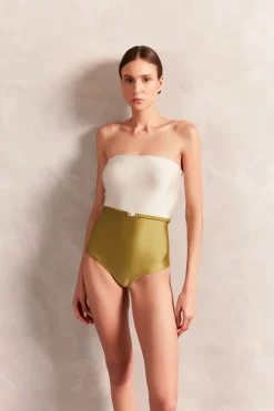 Solid AD Strapless Swimsuit