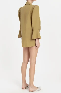 Solid Carre Vintage Puff-Sleeved Shirt