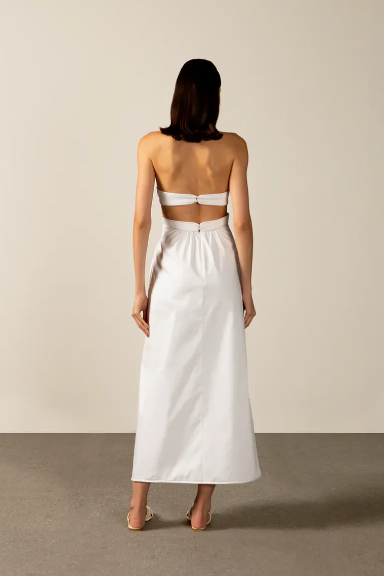 Solid Cut-Out Halterneck Long Dress