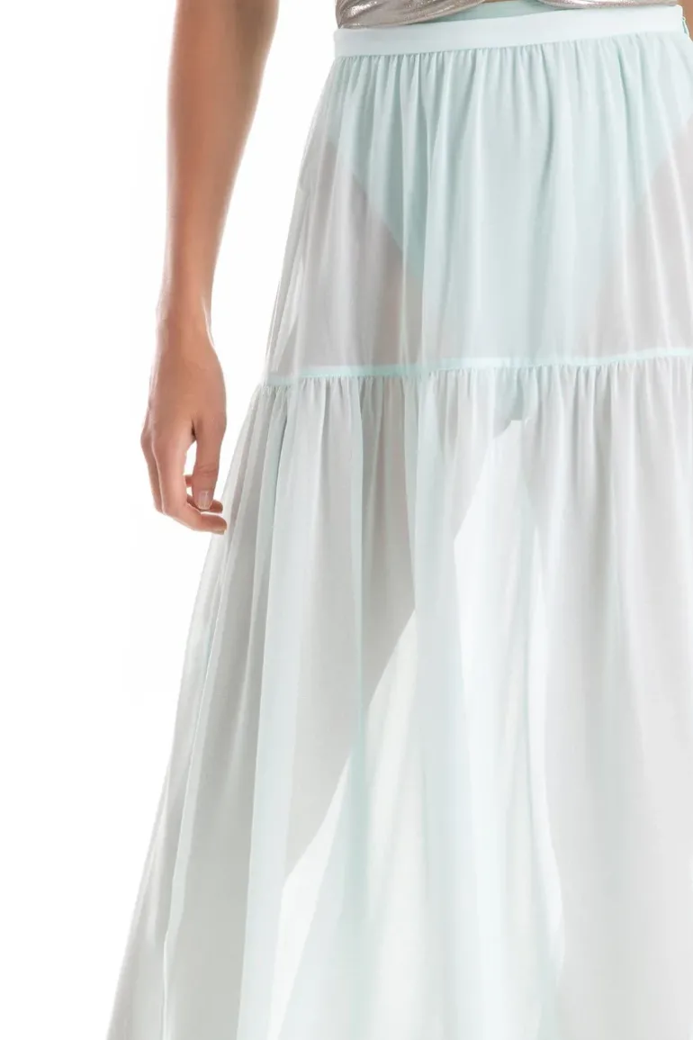 Solid Frilled Long Skirt