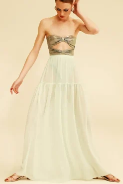 Solid Frilled Long Skirt
