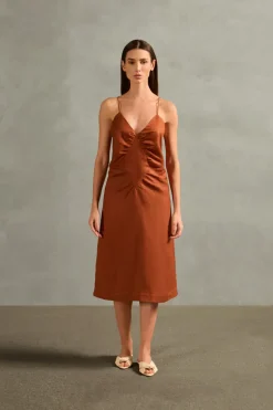 Solid Frilled Midi Dress