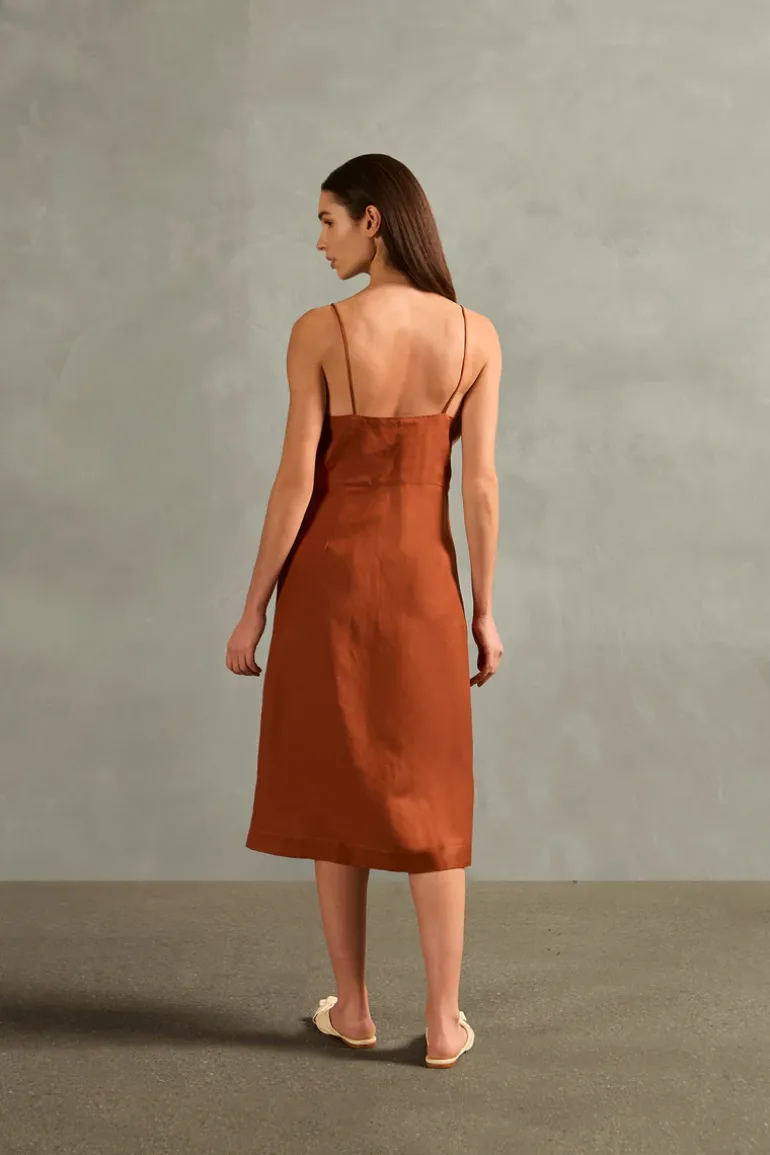 Solid Frilled Midi Dress