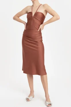 Solid Frilled Midi Dress