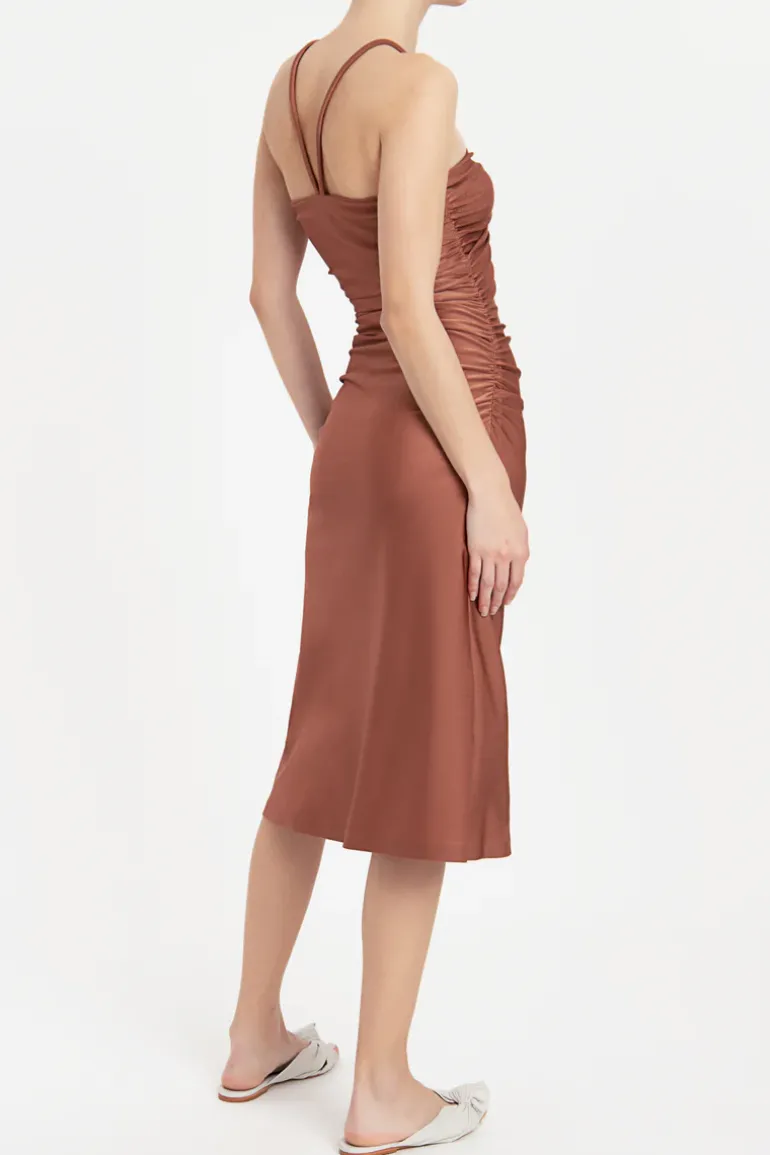 Solid Frilled Midi Dress