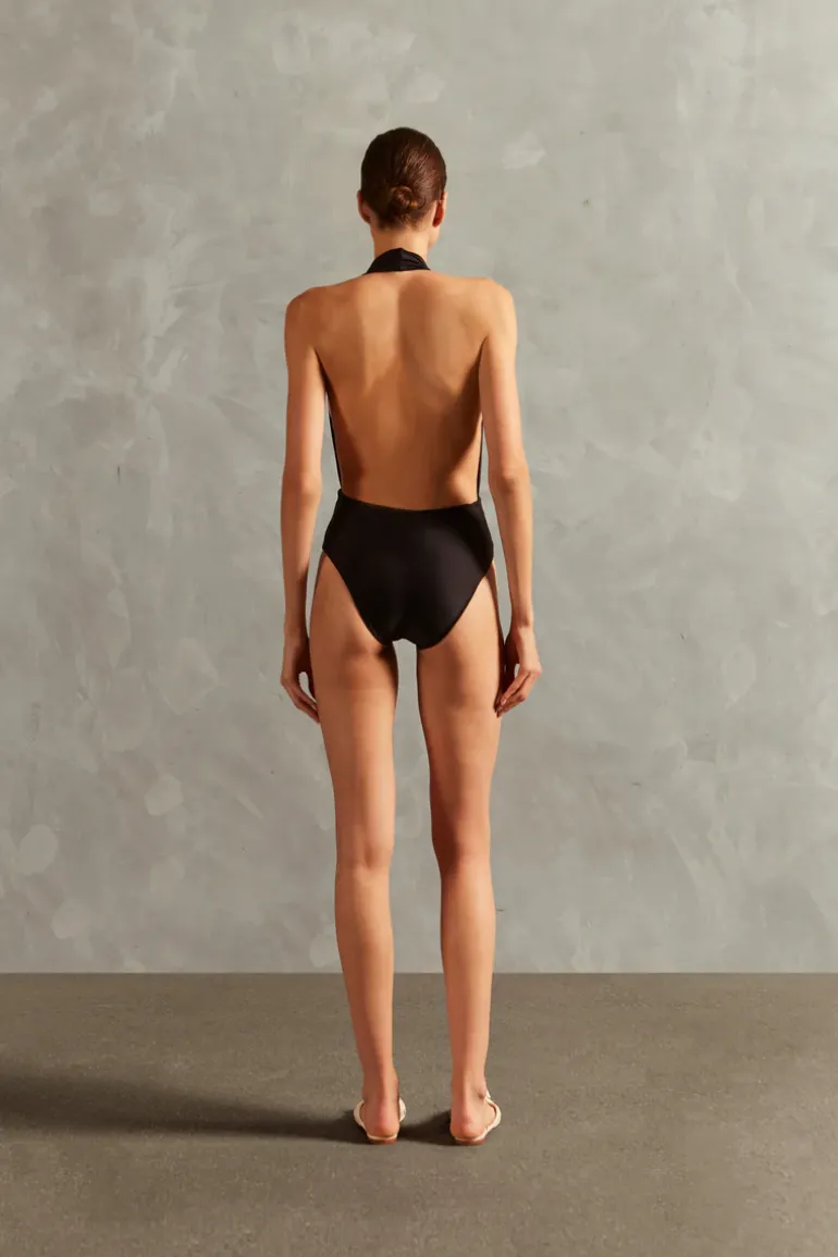 Solid Halterneck Swimsuit