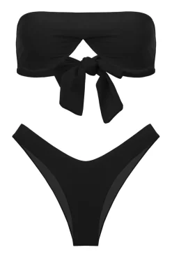 Solid High-Leg Bandeau Bikini