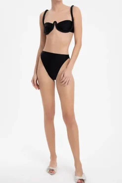 Solid High-leg Bikini With Straps