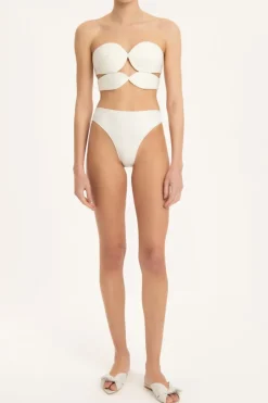 Solid High-leg Matelasse Bikini