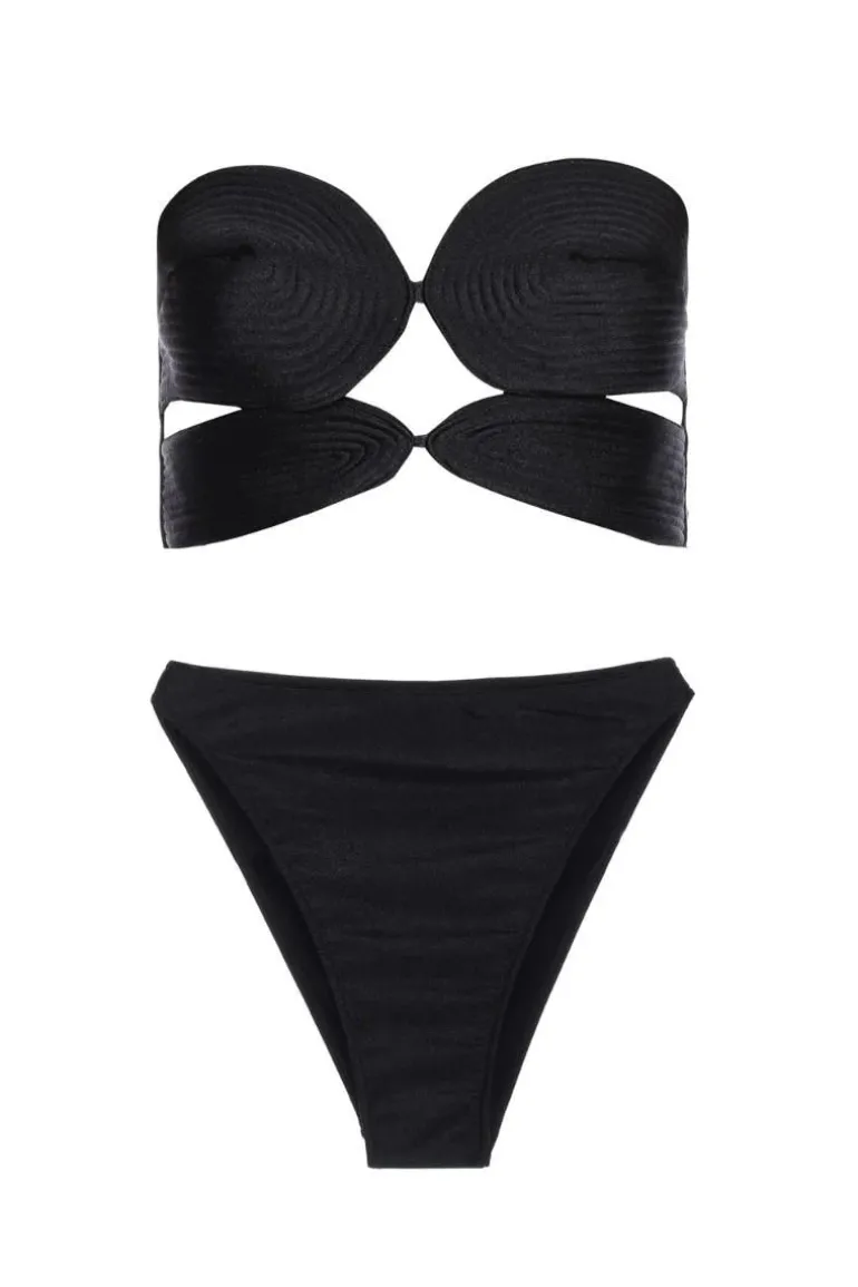 Solid High-leg Matelasse Bikini