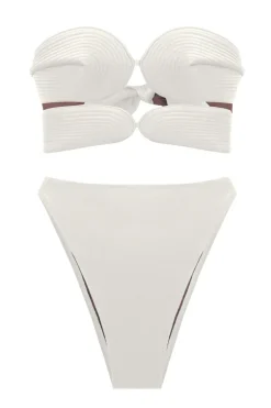 Solid High-leg Matelasse Bikini