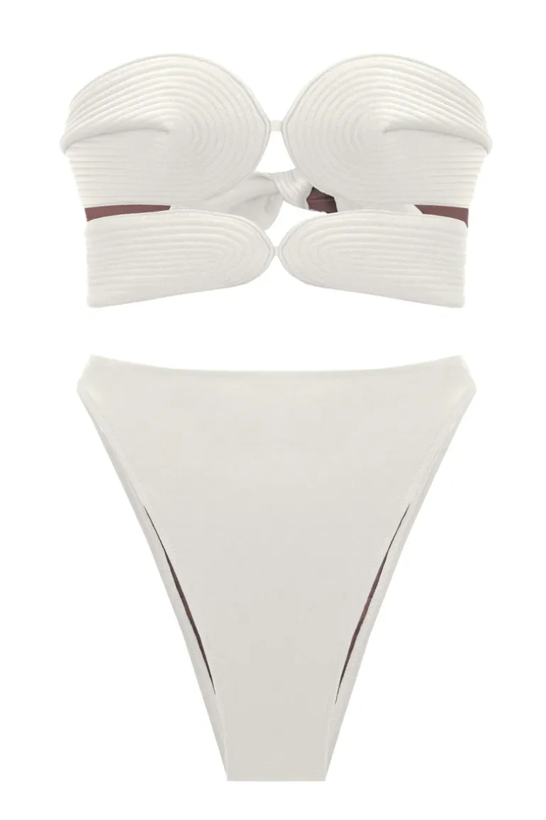 Solid High-leg Matelasse Bikini