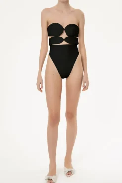 Solid High-Leg Matelasse Swimsuit
