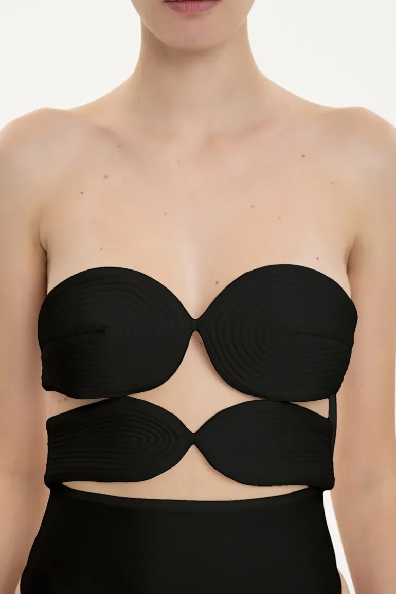 Solid High-Leg Matelasse Swimsuit