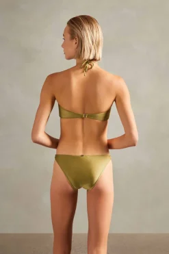 Solid Hoops Strapless Bikini