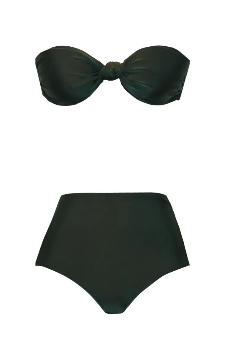 Solid Hot Pants Bandeau Bikini