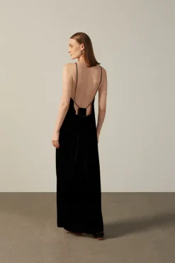 Solid Inamorata Bare-Back Long Dress