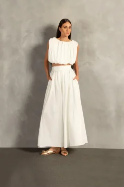 Solid Inamorata Side-Slit Long Skirt