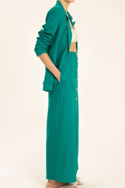 Solid Long Buttoned Skirt With Front Slit